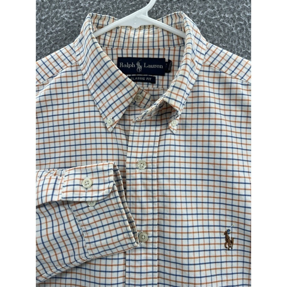Polo Ralph Lauren Shirt Mens 16.5 Classic Fit Tattersall Check Flesh Pony